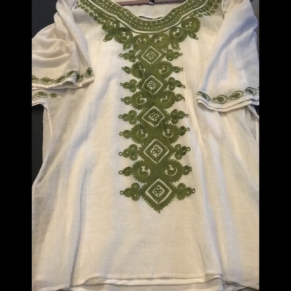 Trina Turk Gauze Embroidered Dress Sz L